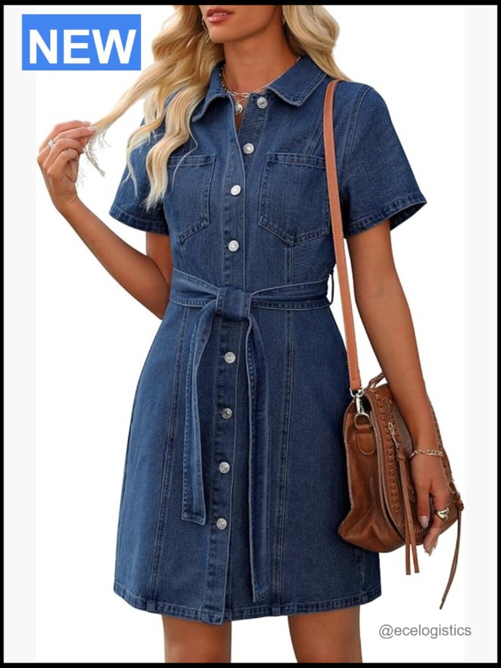 Short Sleeve Denim Dress with Pocket Western Cowgirl Country Outfit